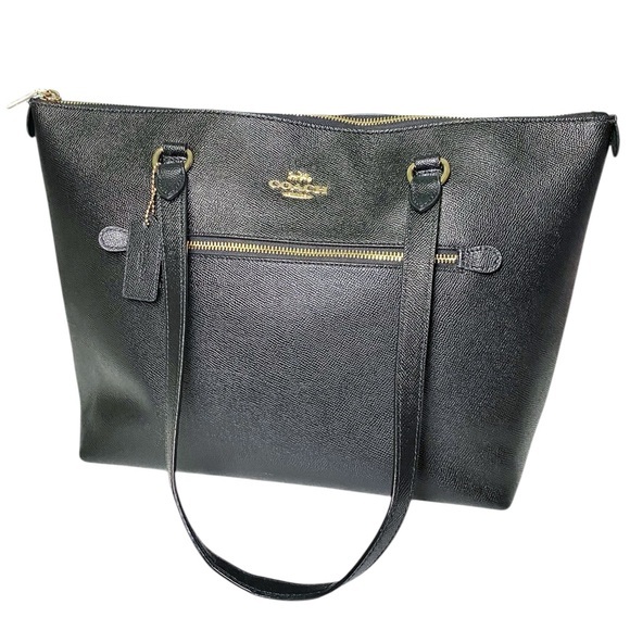 Coach Gallery Tote in Black Crossgrain Leather - Picture 1 of 15